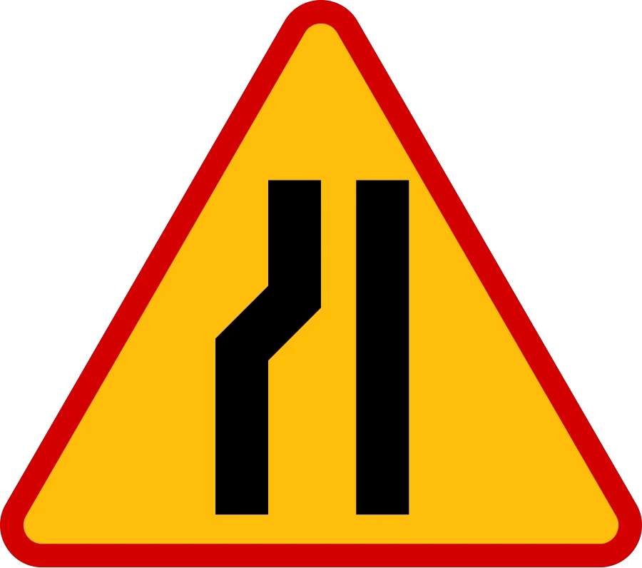 Zwężenie jezdni – prawostronne