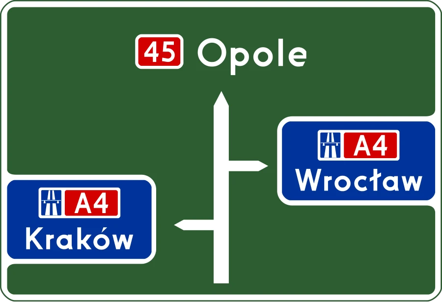 Tablica przeddrogowskazowa przed wjazdem na autostradę
