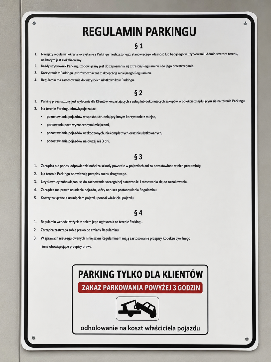 Regulamin parkingu